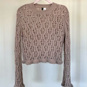H&M Women's Dusty Pink Open-Knit Sweater
